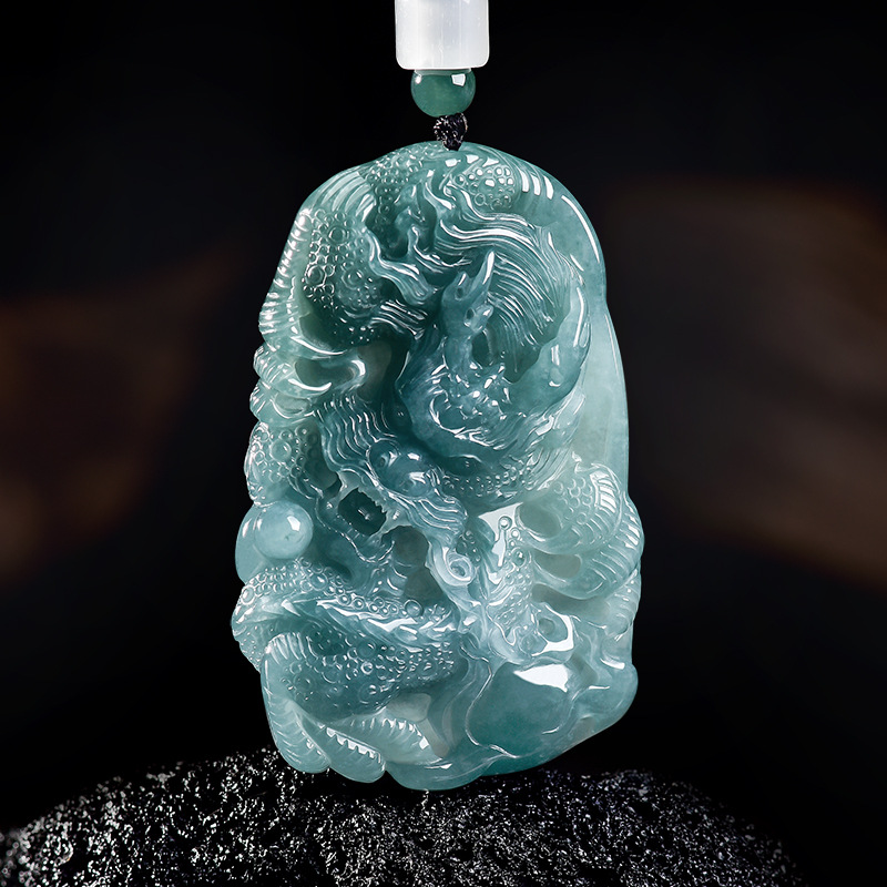 Jewelry & Watches Spółka Z Ograniczoną Odpowiedzialnością - Doğal Birmanya Jadeite Ejderha Kolye Kolye