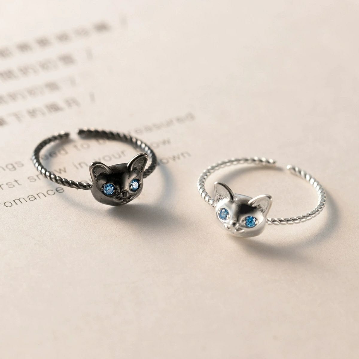 Statement Cocktail Ring - Kadınlar için 925 ayar gümüş kedi