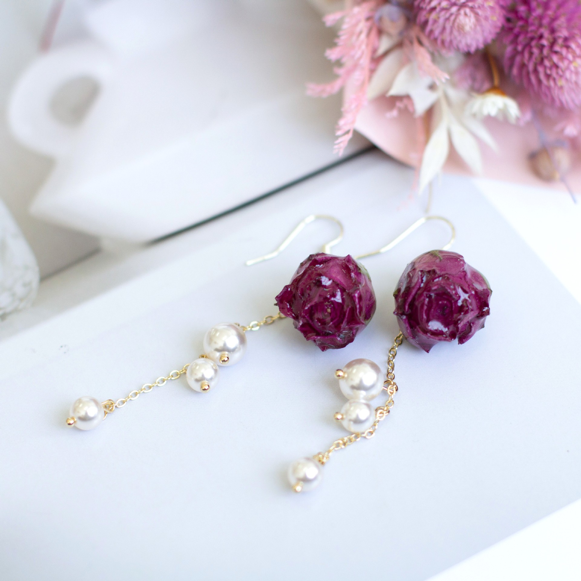 Zarif Ölümsüz Gül İnci Püskül  - Pearl Stud Earrings incelemesi ve fiyatı