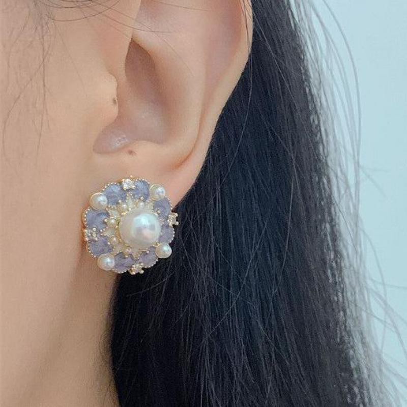 925 gümüş iğne Vintage mor yağ - Pearl Stud Earrings incelemesi ve fiyatı